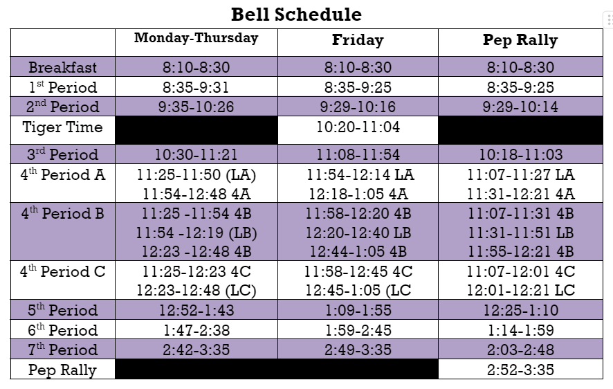 Updated Bus Schedule