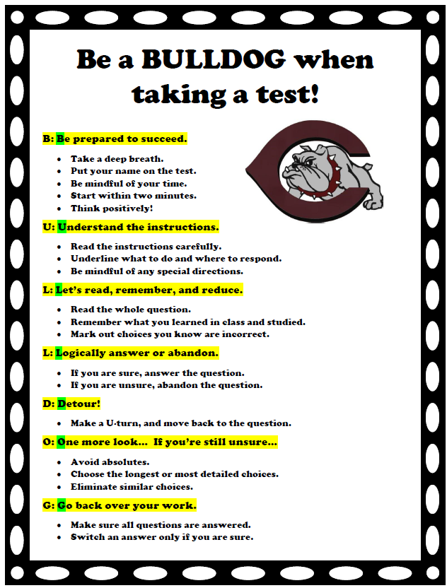 Be a bulldog when taking a test