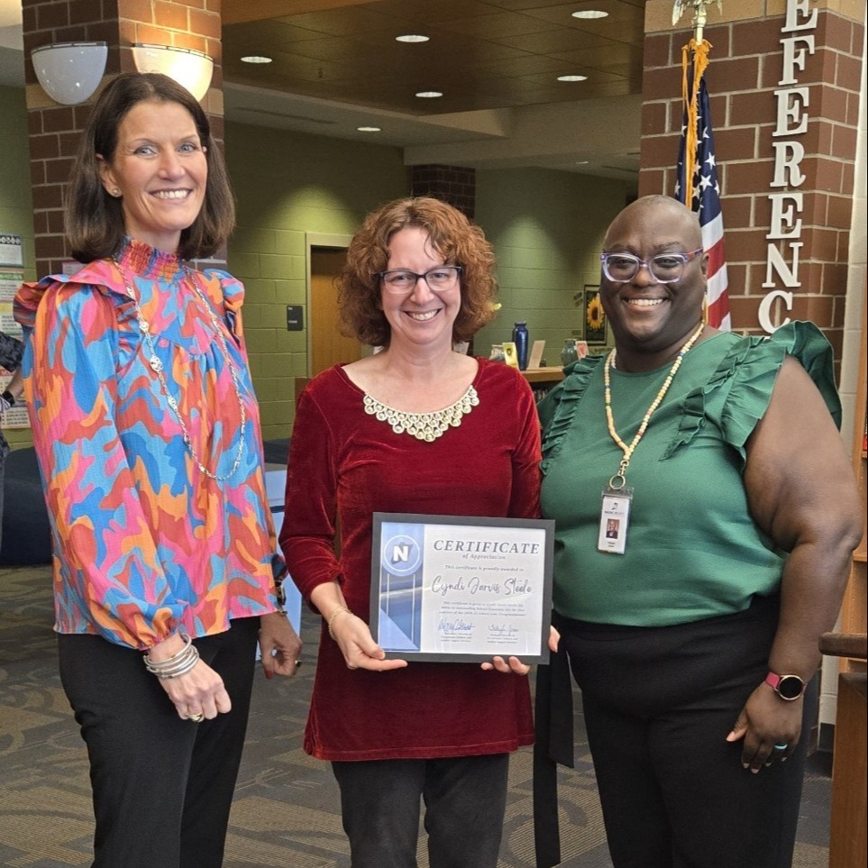 TRA's School Counselor, Cyndi Steele, was named High School Counselor of the Fall 2024 Semester by Christy Grant and Tekeyla Jones