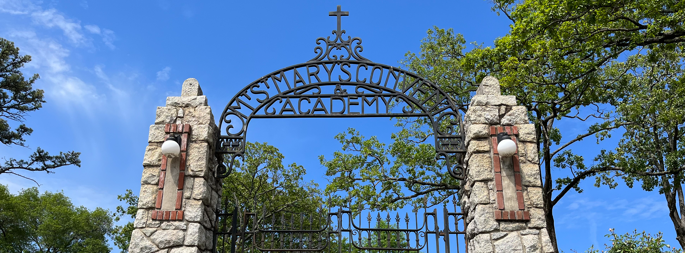 historic gate entrance on the Mount St. Mary Academy campus