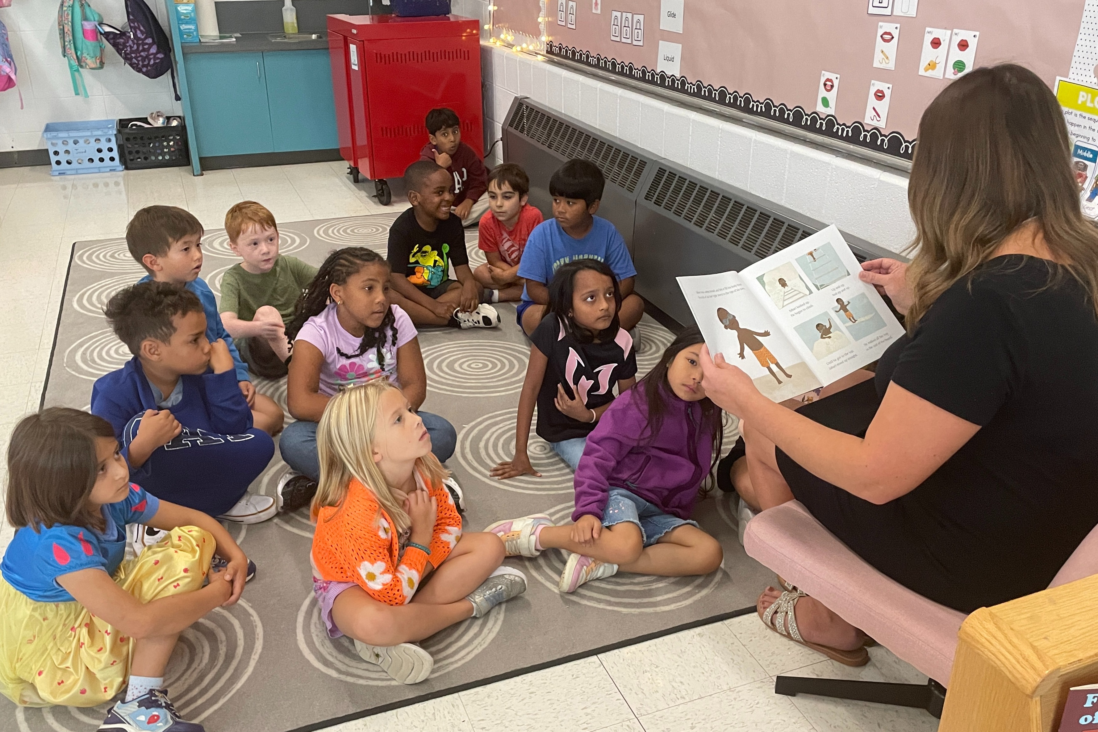 Students reading in class 