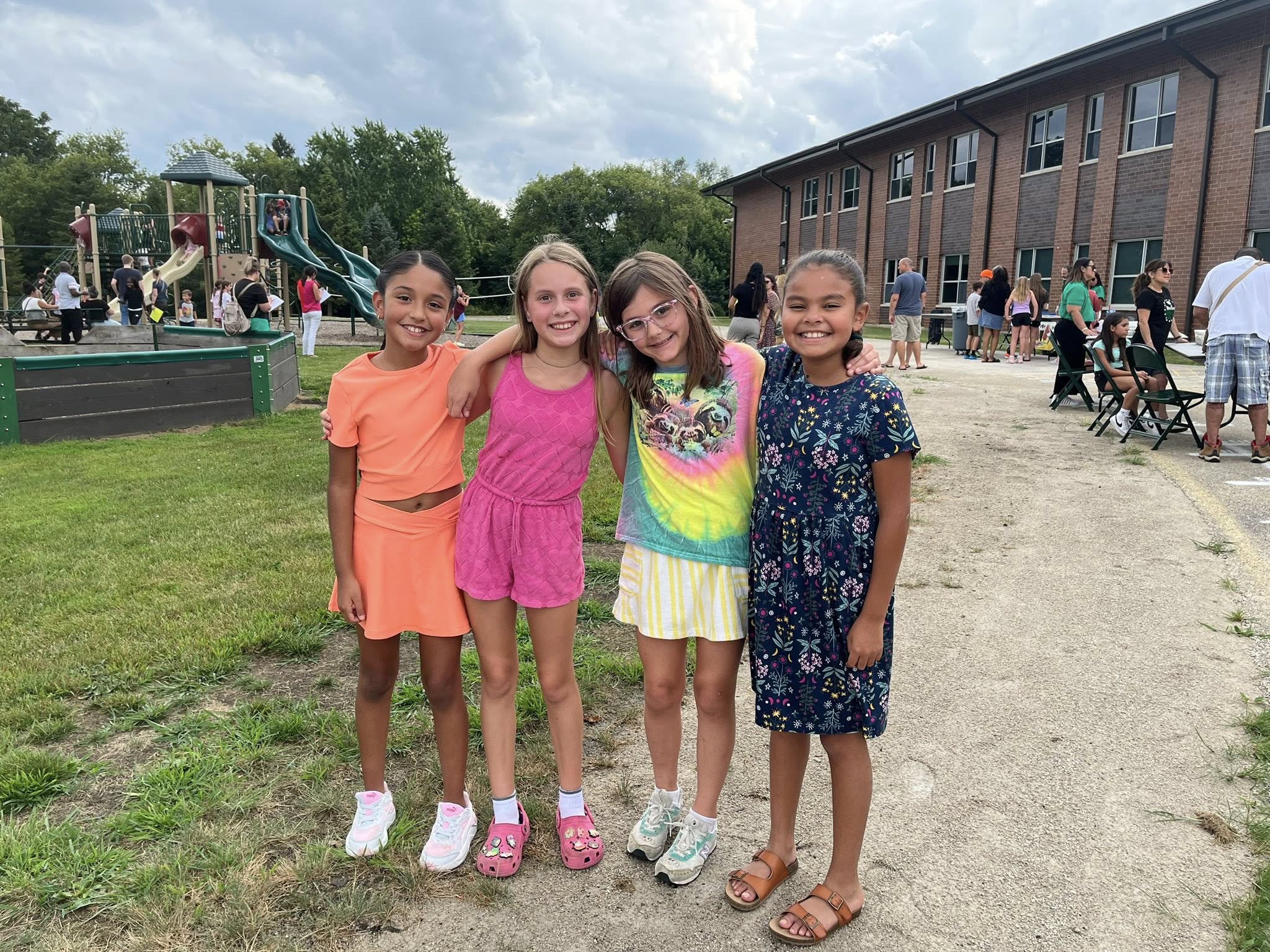 Students greet each other at Back to School event