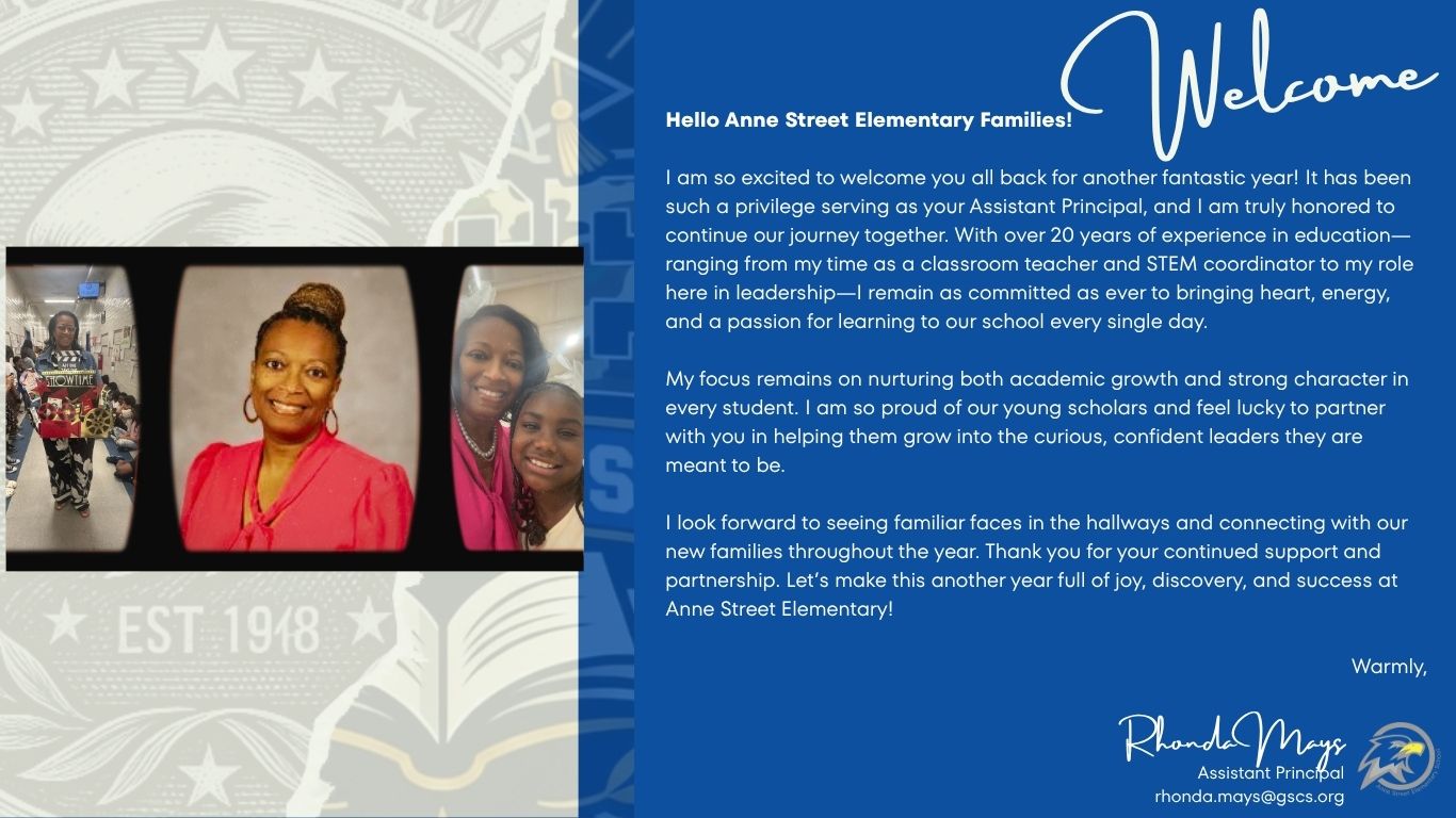 Assistant principal welcome page
