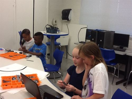 students at robotics class