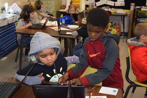 students at robotics class