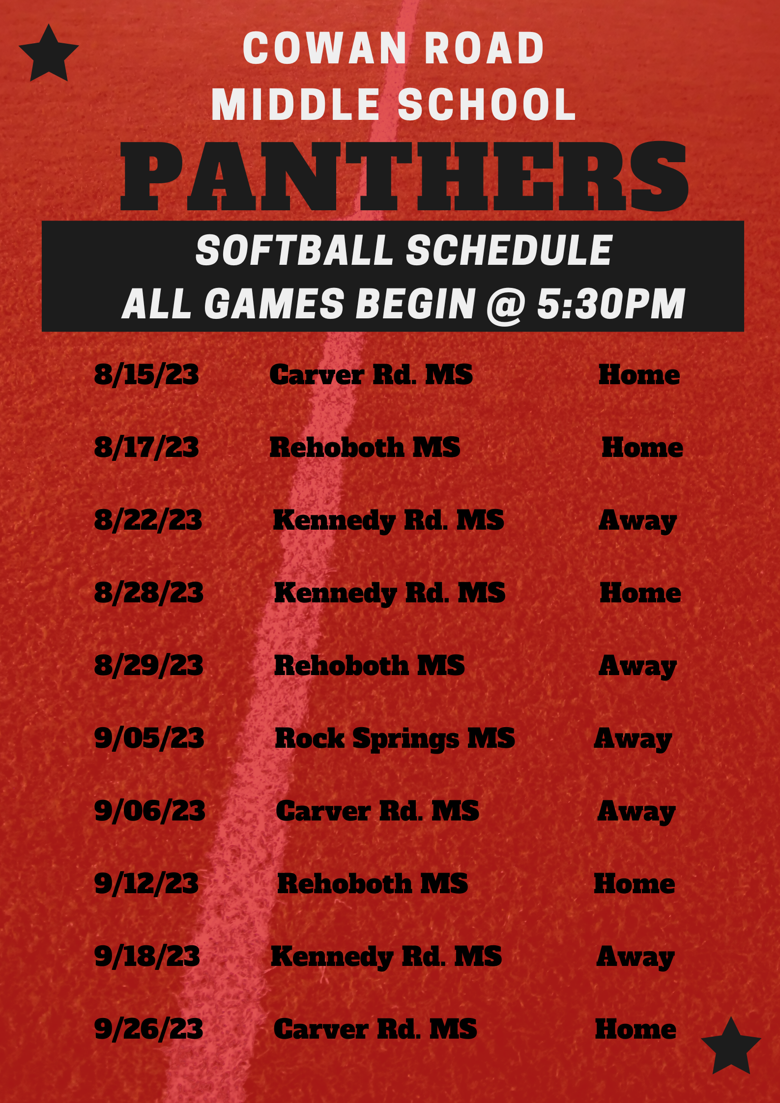 Softball schedule