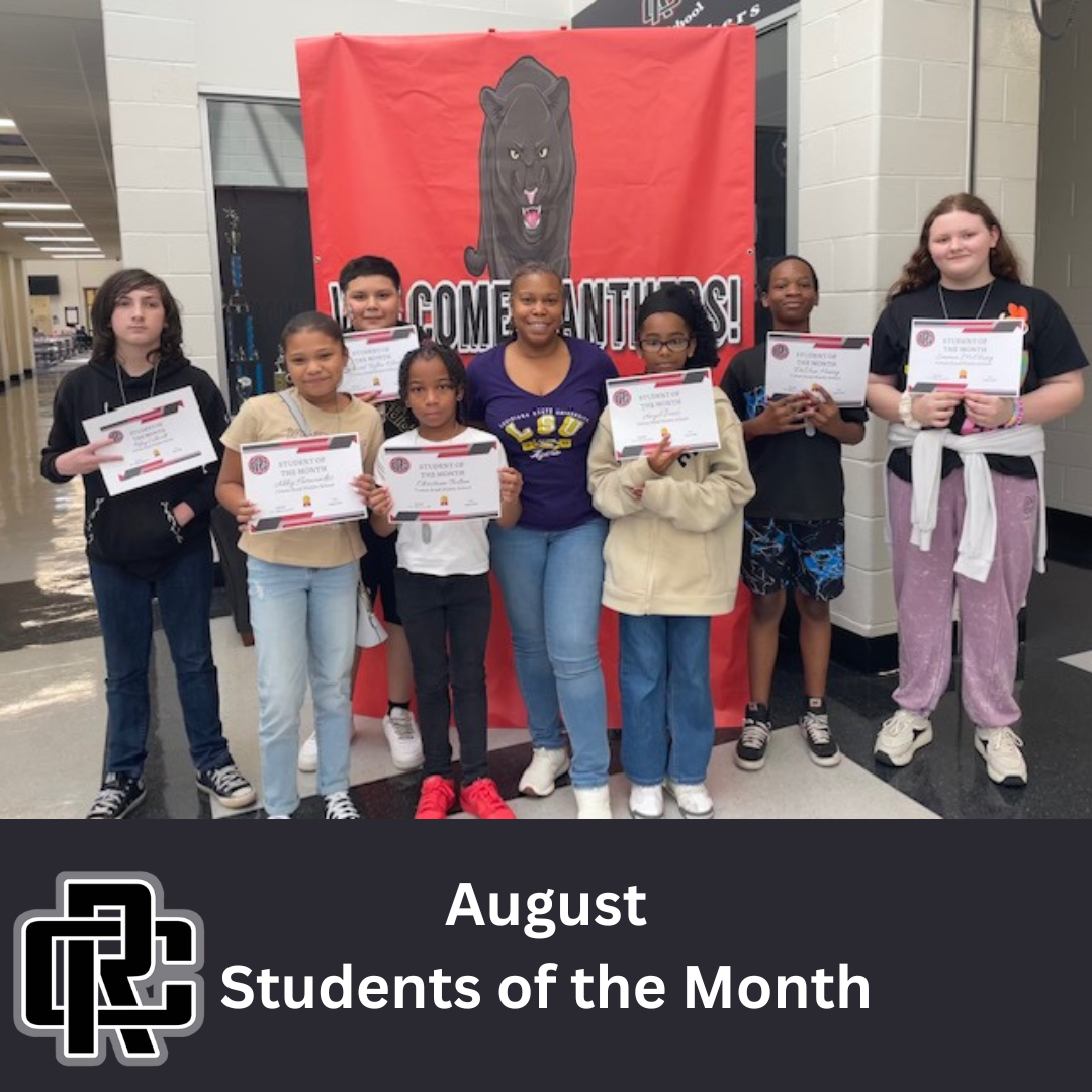 Student of the Month Panther Paws Cowan Road Middle School