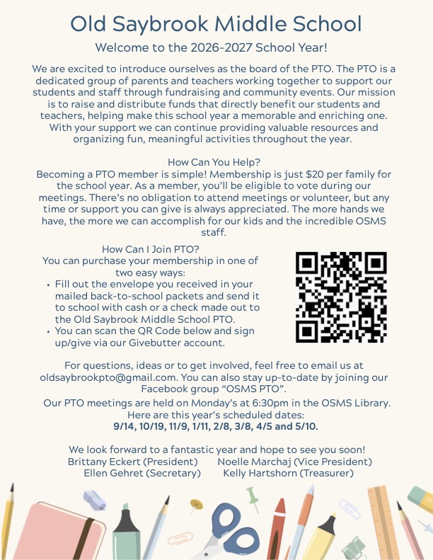 OSMS PTO Welcome Letter