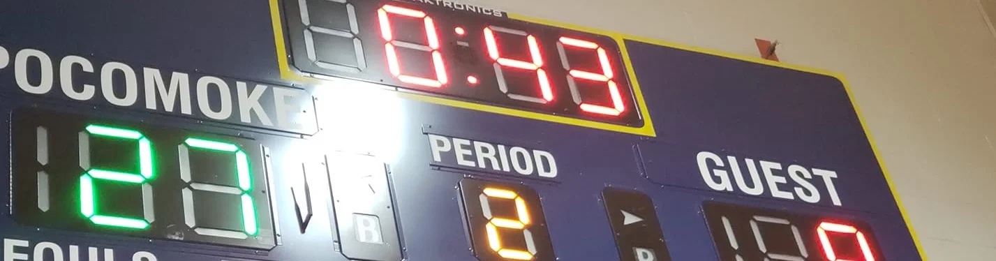 Pocomoke High school score board.