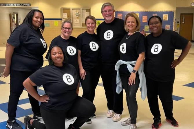 Counselors with 8 ball t shirts
