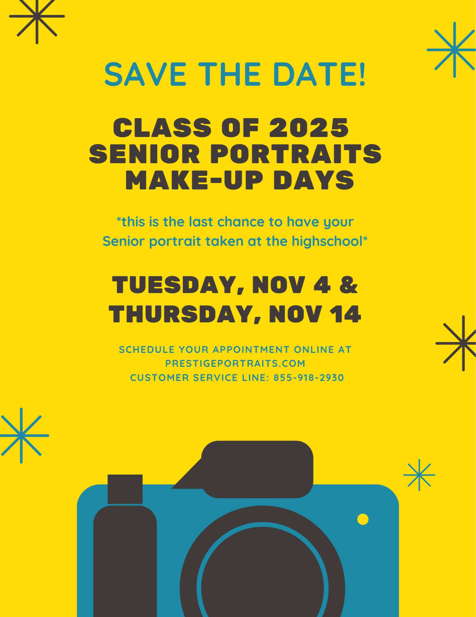 Senior portrait make up date announcement