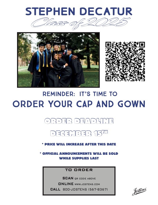 Senior cap & gown order info