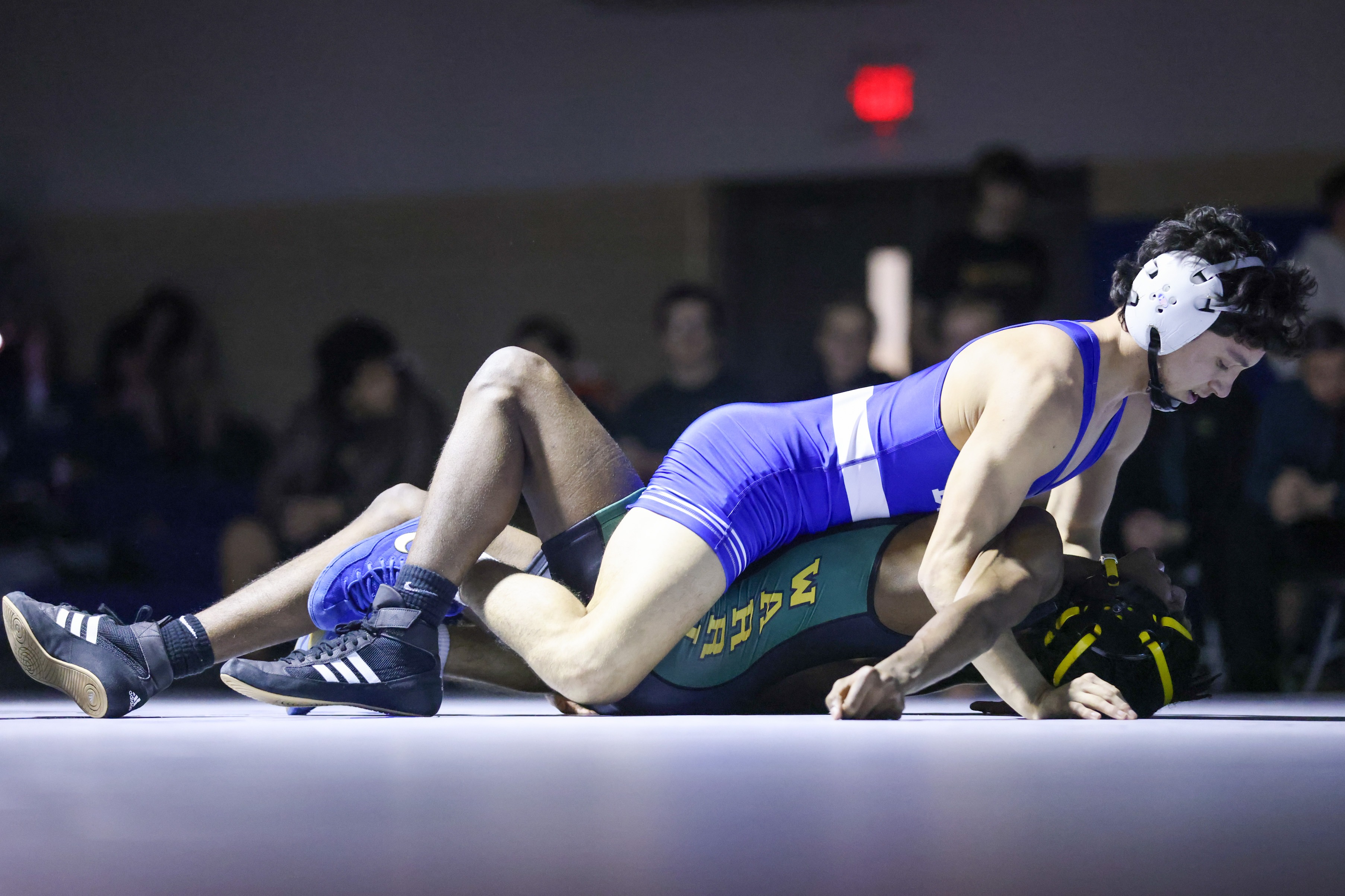 Boy pinning opponent