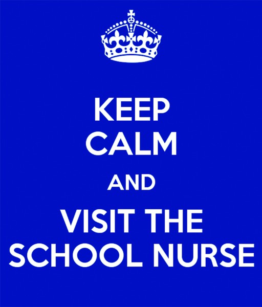 Keep Calm and Visit the School Nurse in text with image of crown