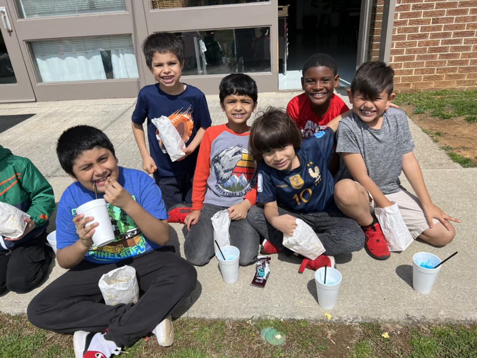 boys eating snacks