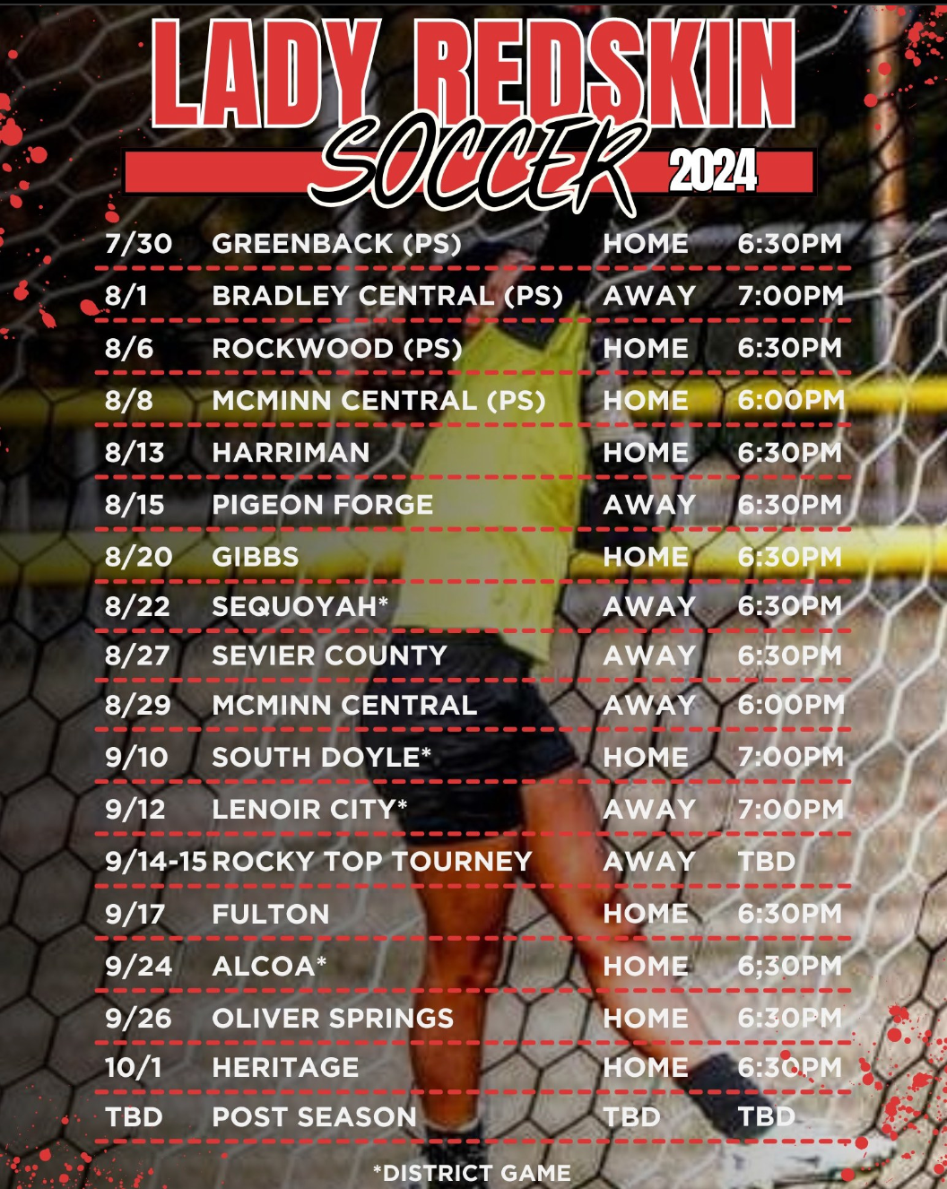 girls soccer schedule