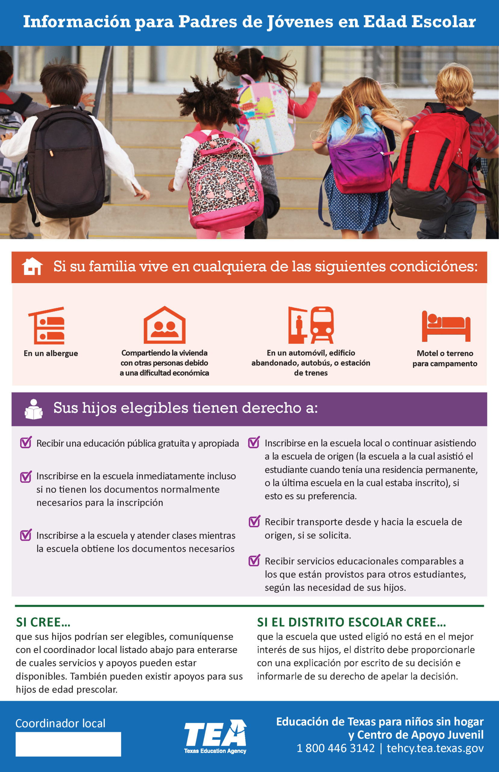 Information flyers provided by Texas Education Agency Spanish