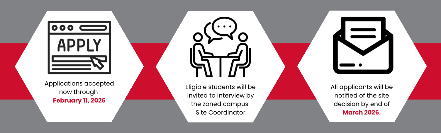 AVID Application Timeline: Applications open until 2-11-26, interviews with campus, decisions made by end of March 2026