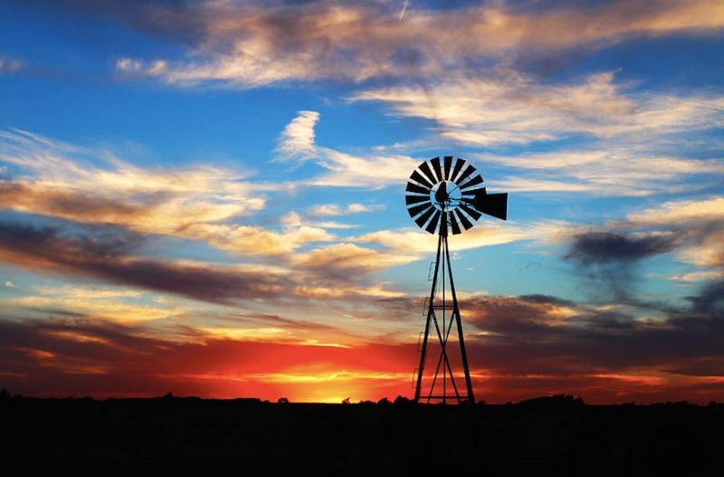 windmill at sunset