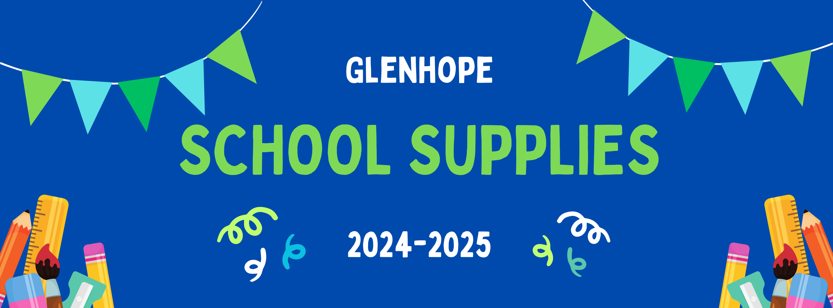 This is a banner advertising school supply lists for the 2024-2025 school year. If you click on the banner, you can see the lists.