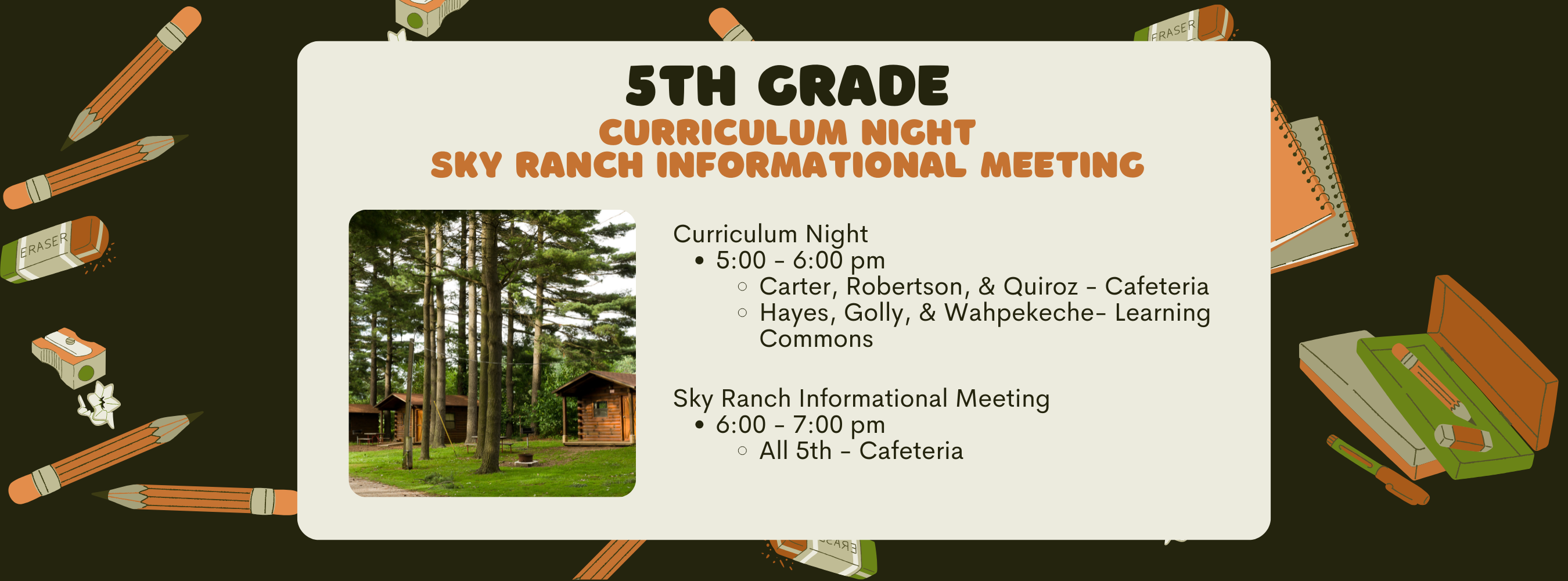 5th Grade Curriculum Night Thurs 8/21/25