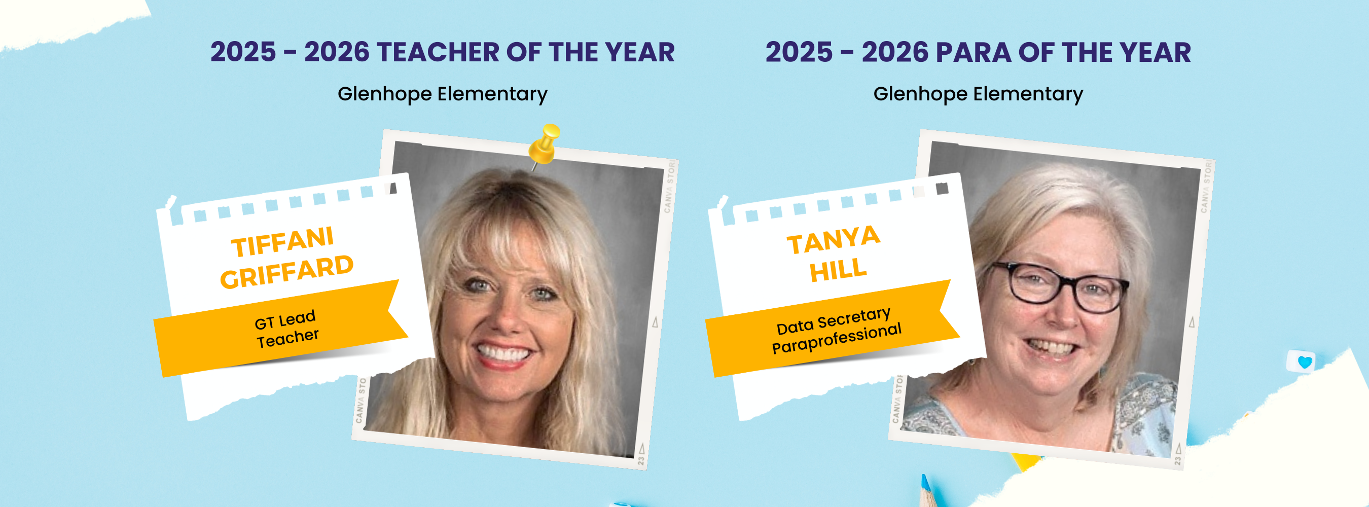 2025-2026 Teacher of the Year Tiffani Griffard &amp; Para of the Year Tanya Hill