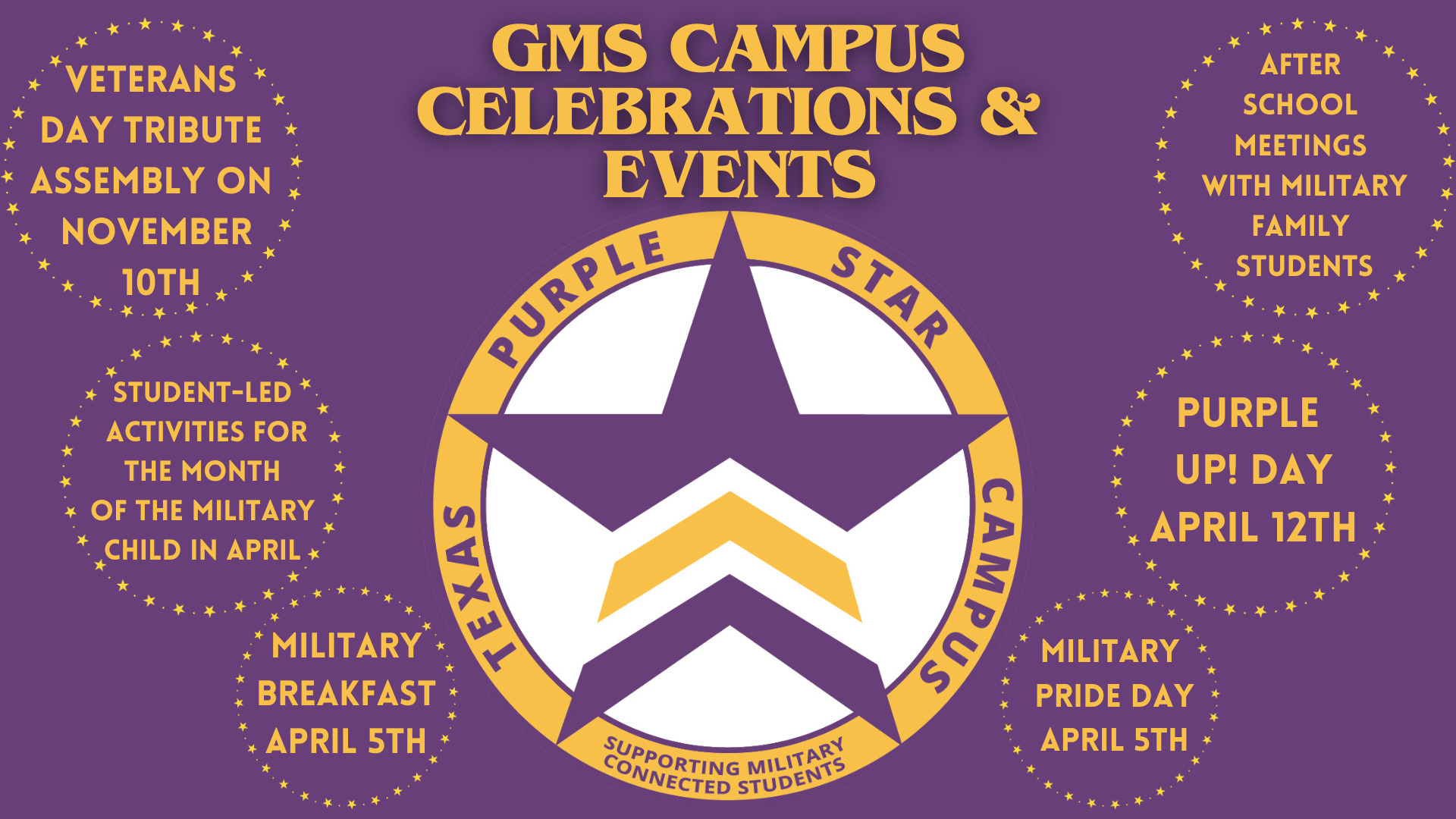 GMS Campus Celebrations & Events.    