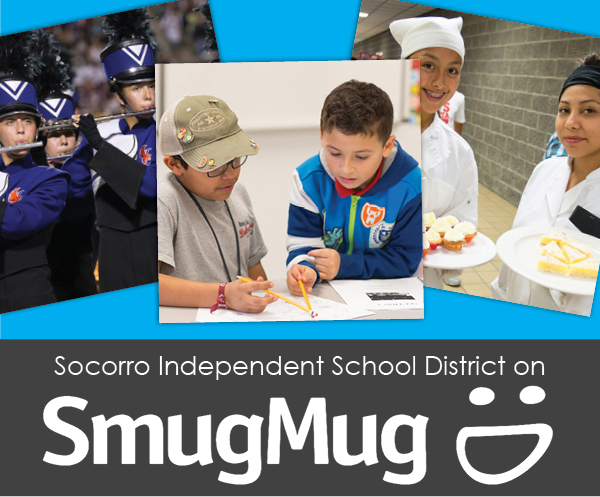 Socorro ISD on SmugMug text with images of students in the background