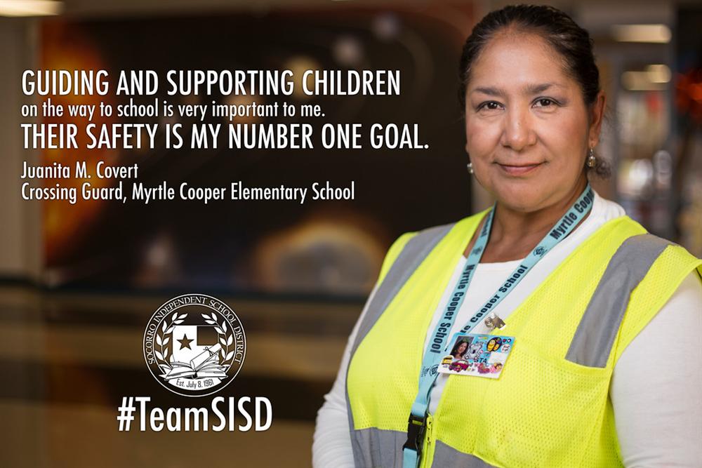 Guiding and supporting children on the way to school is very important to me. Their safety is my number one goal. - Juanita M. Convert, Crossing Guard, Myrtle Cooper Elem. School #TeamSISD