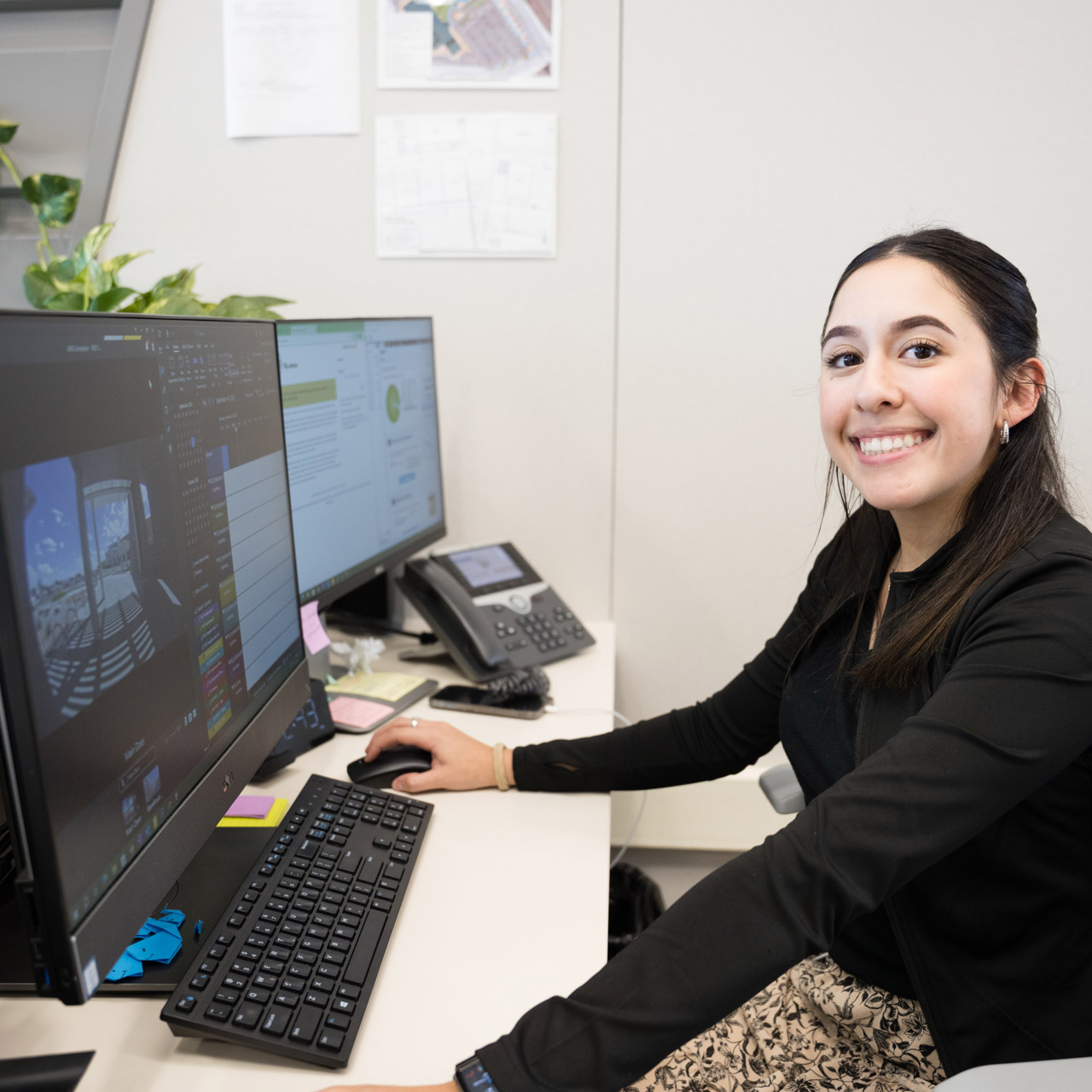 Staff member on computer