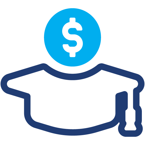 Graduate with money sign icon