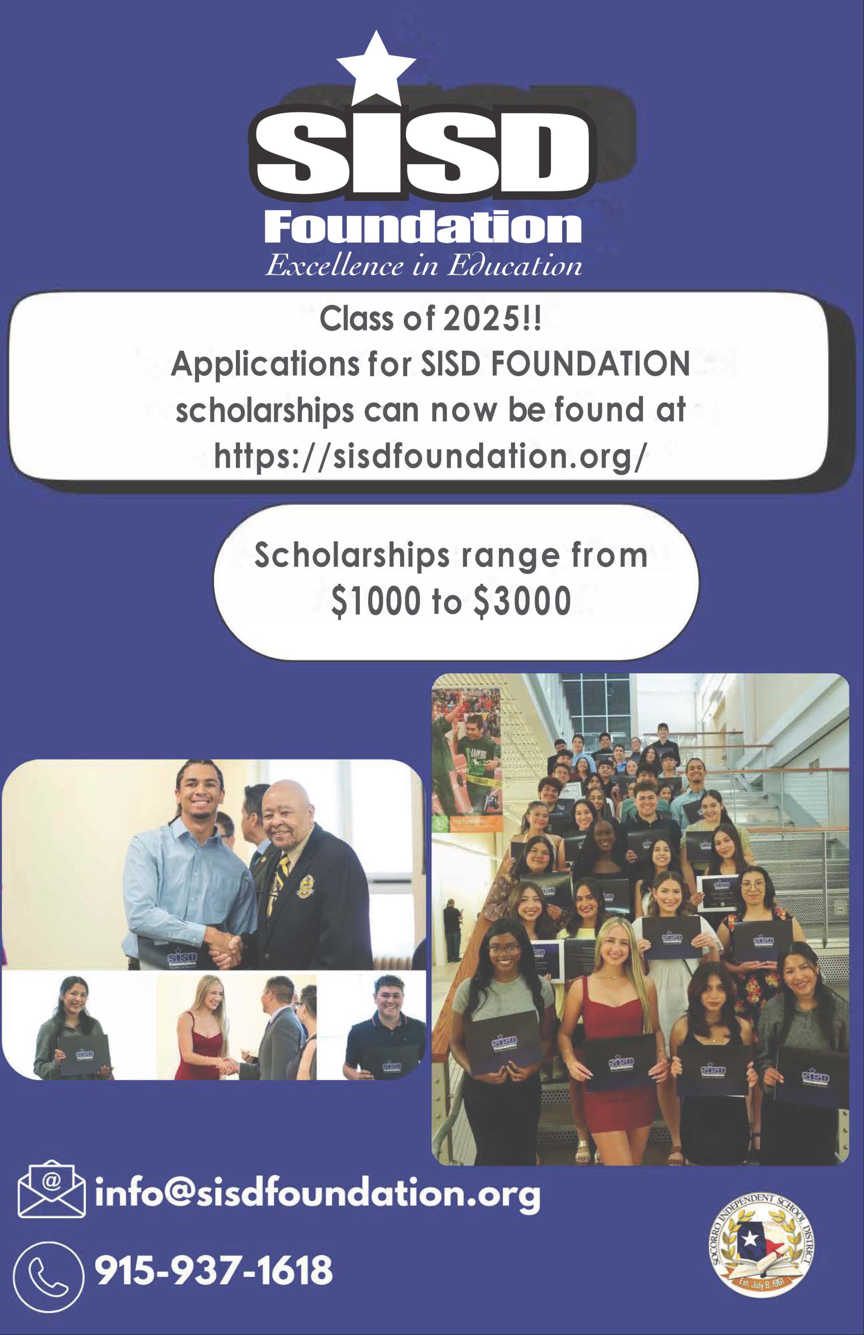 SISD is now accepting scholarship applications until March 1, 2025