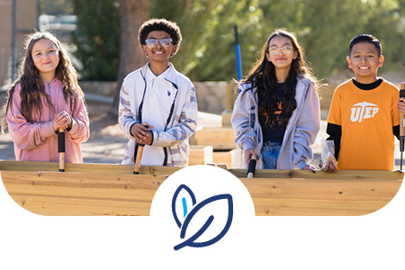 Environmental Science Academy students working on a community garden