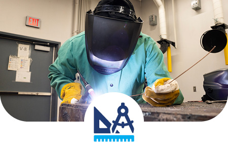 Welding student working on a project