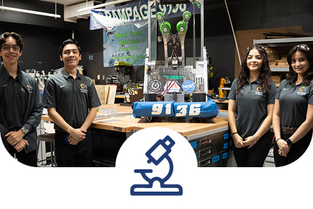 Montwood high School robotics students working on their group robotics project