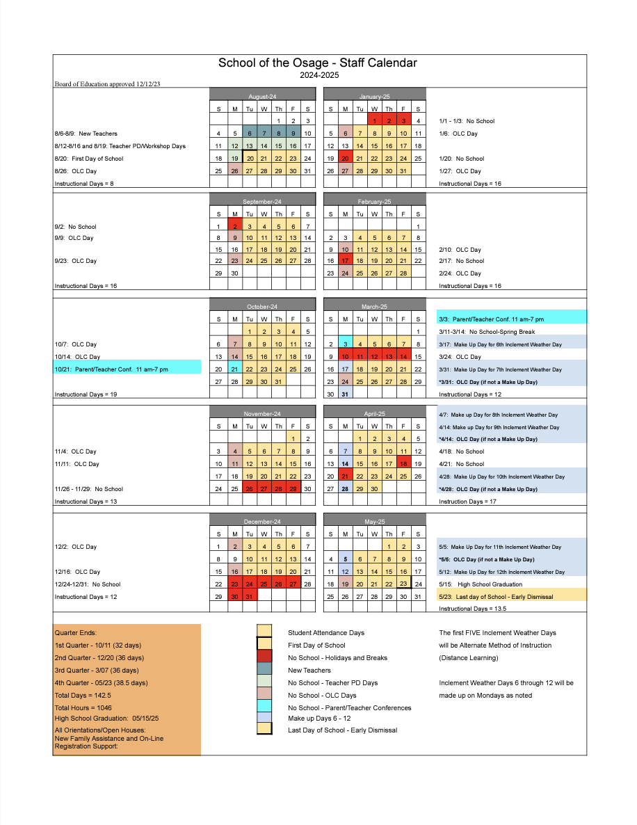 Staff Calendar