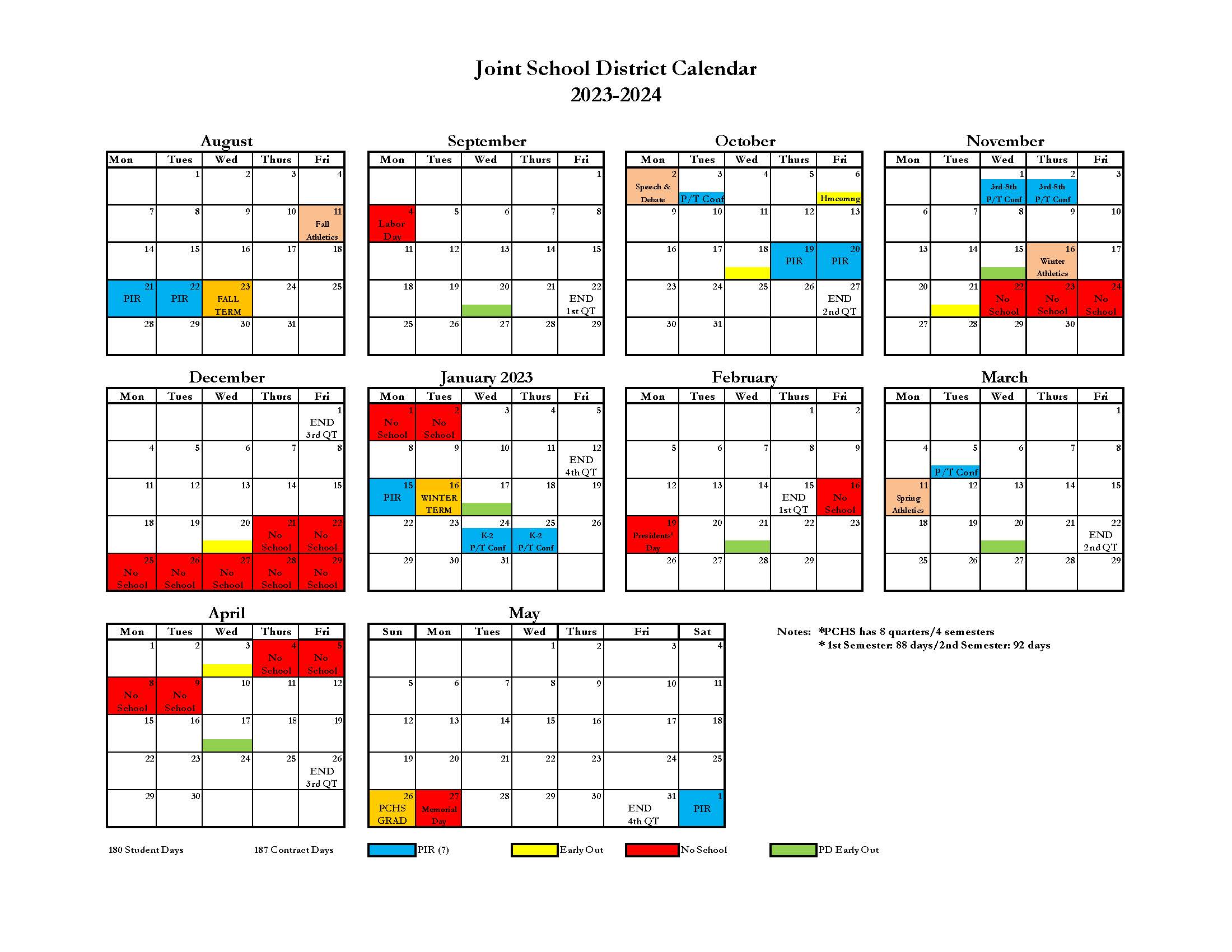 2324 District Calendar Deer Lodge Elementary School District 1