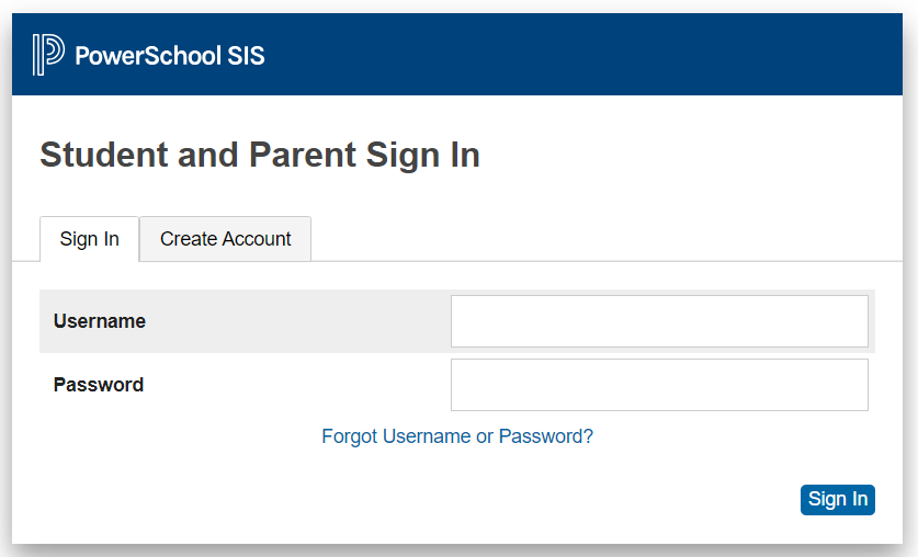 PowerSchool student and parent login page