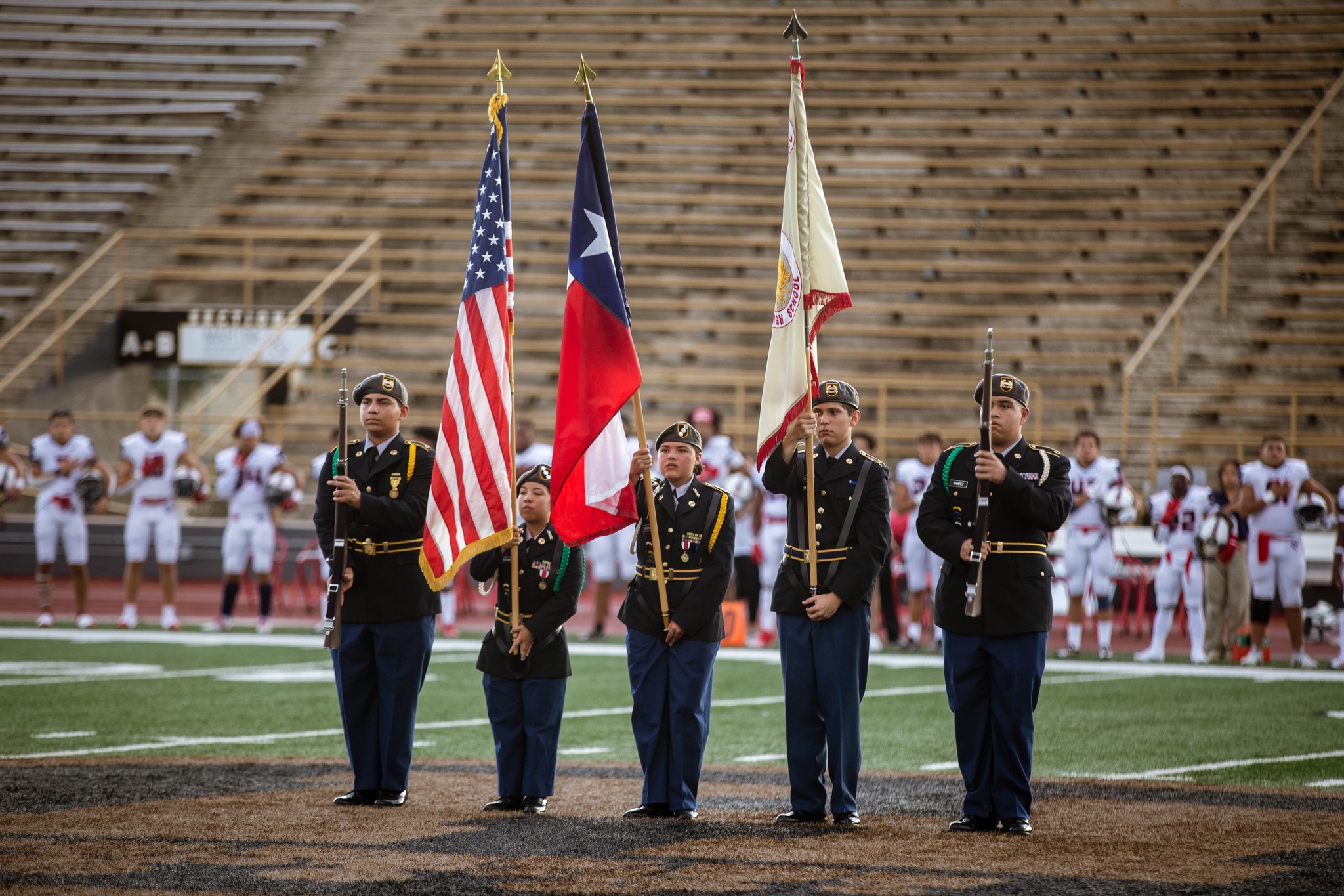 JROTC students with flags