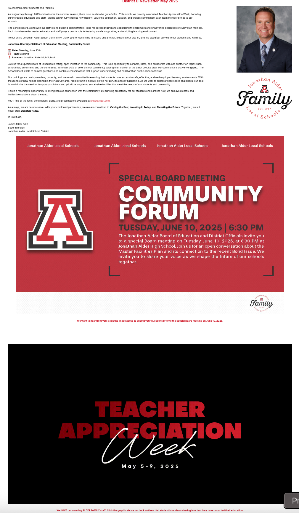 Screenshot of May 2025 @Alder E-News
