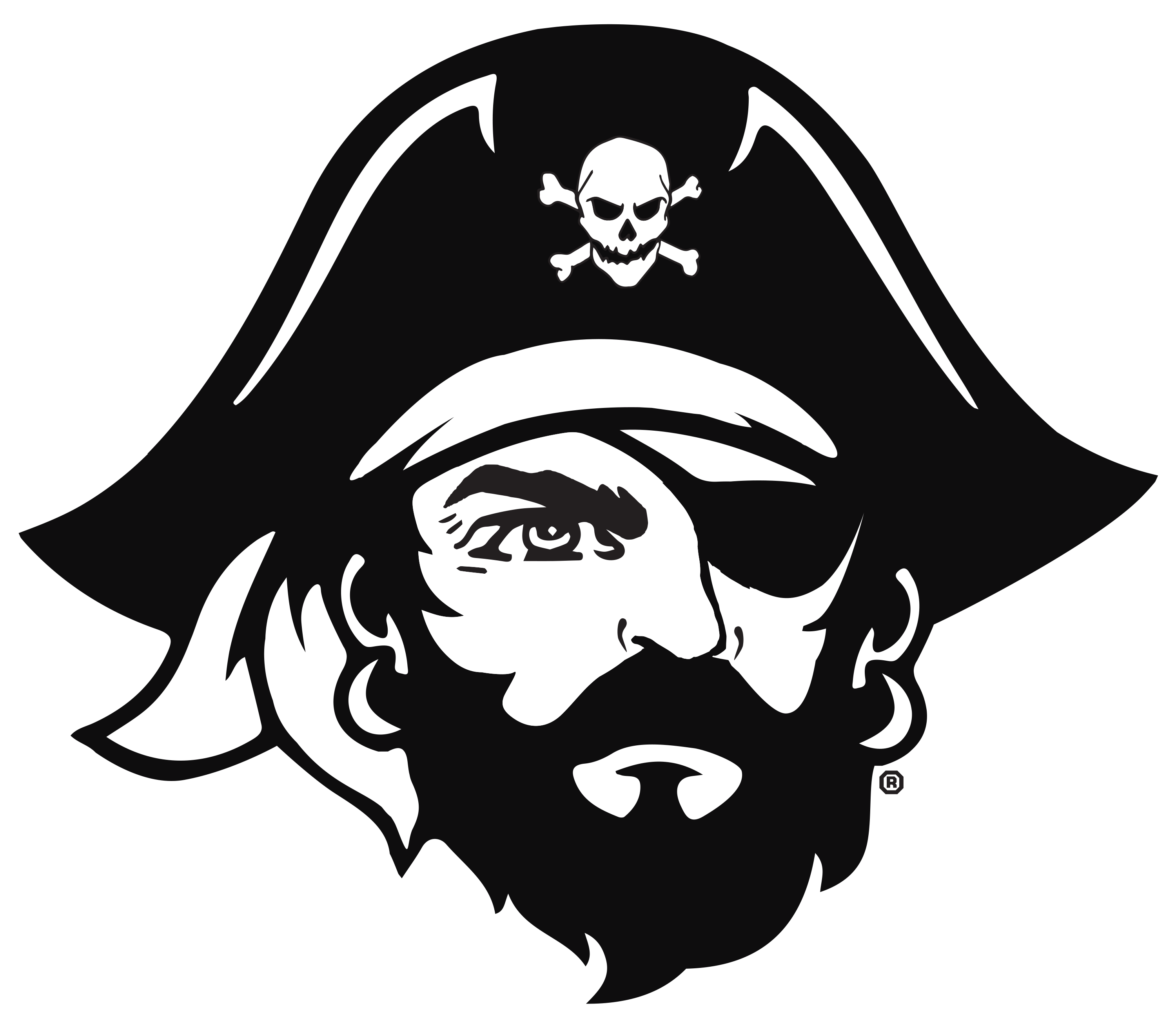 Pirate head logo white