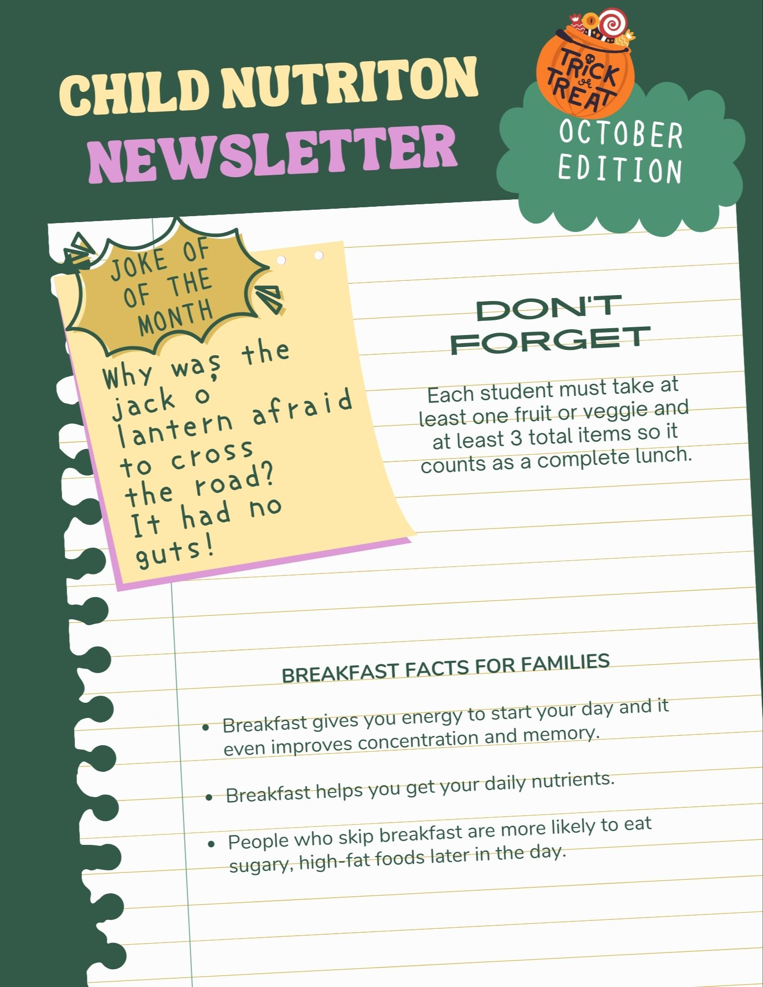 Child Nutriton Newsletter, September 2023