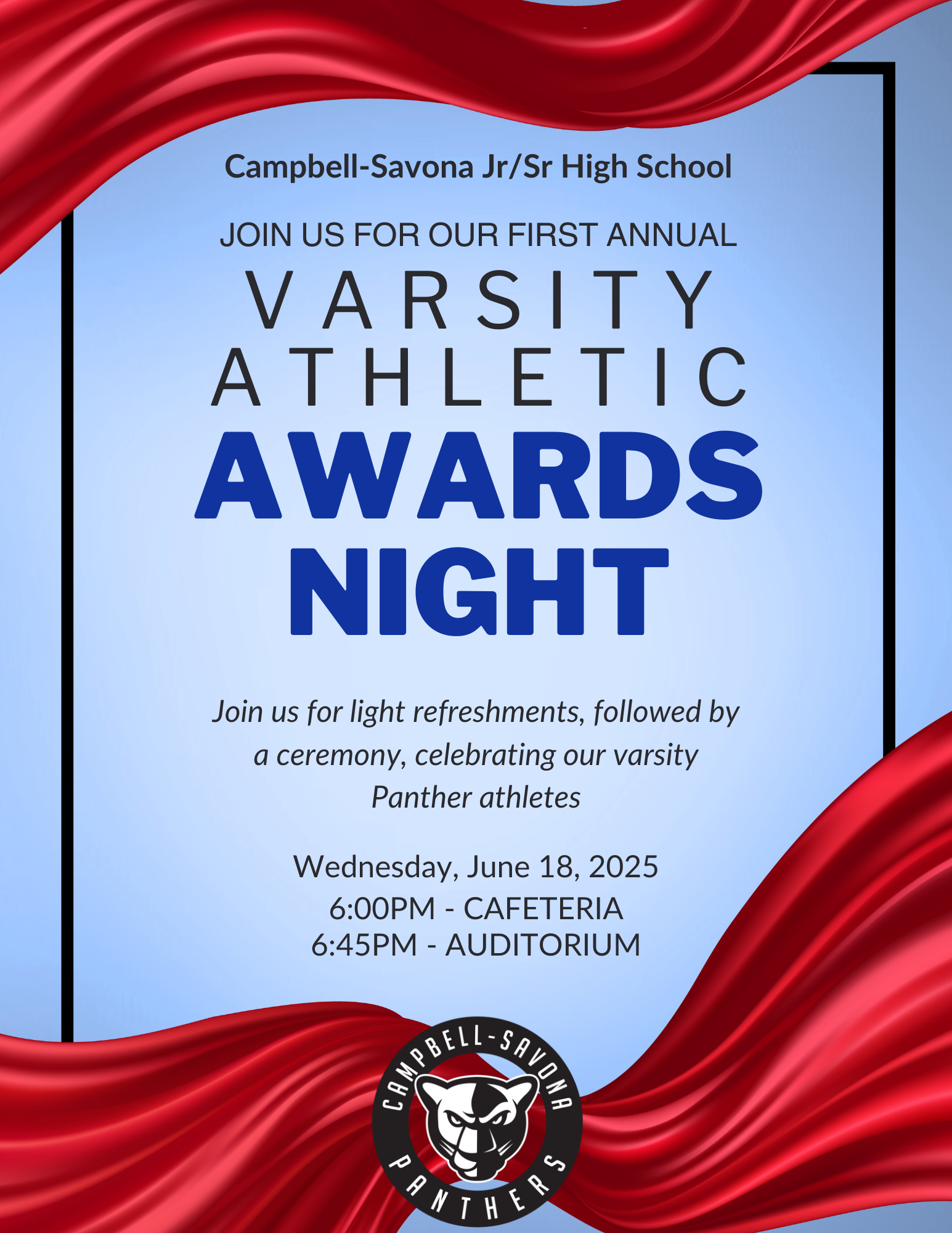 Varsity Athletics Awards night flier