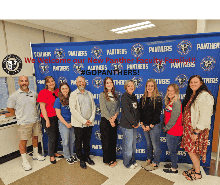 New Panther Faculty pic in front of panther banner