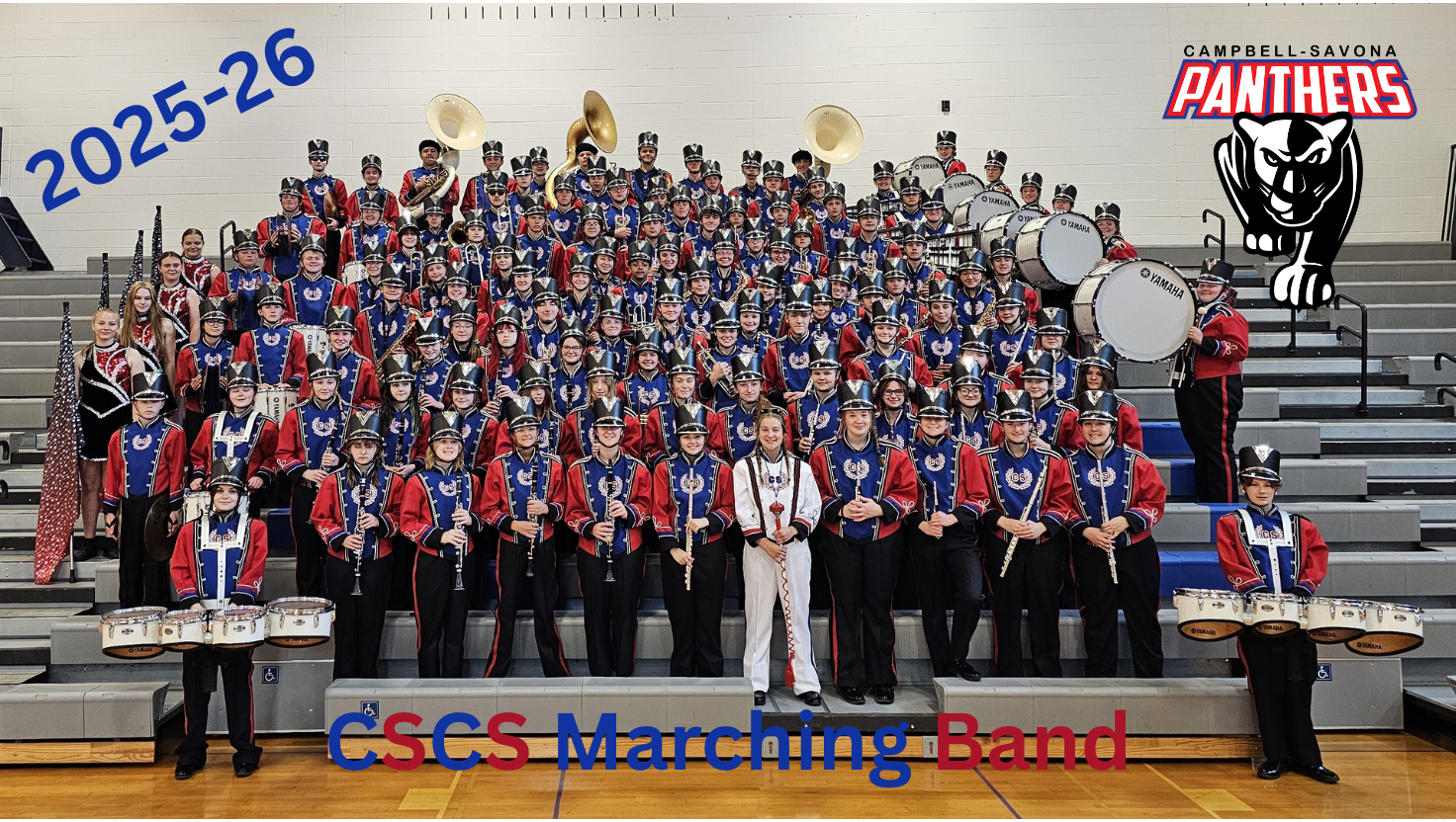 Marching band photo in uniforms