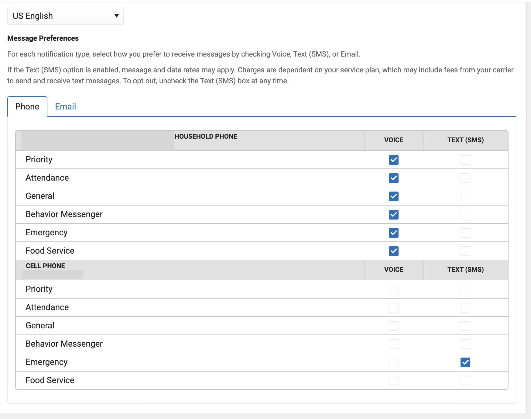 message preferences set up