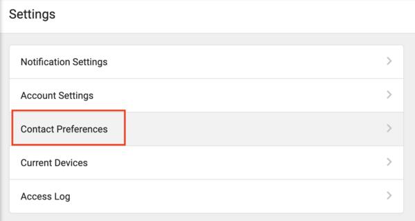 3. Click on Contact Preferences