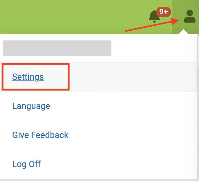 2. Click on your user account icon in the top right.