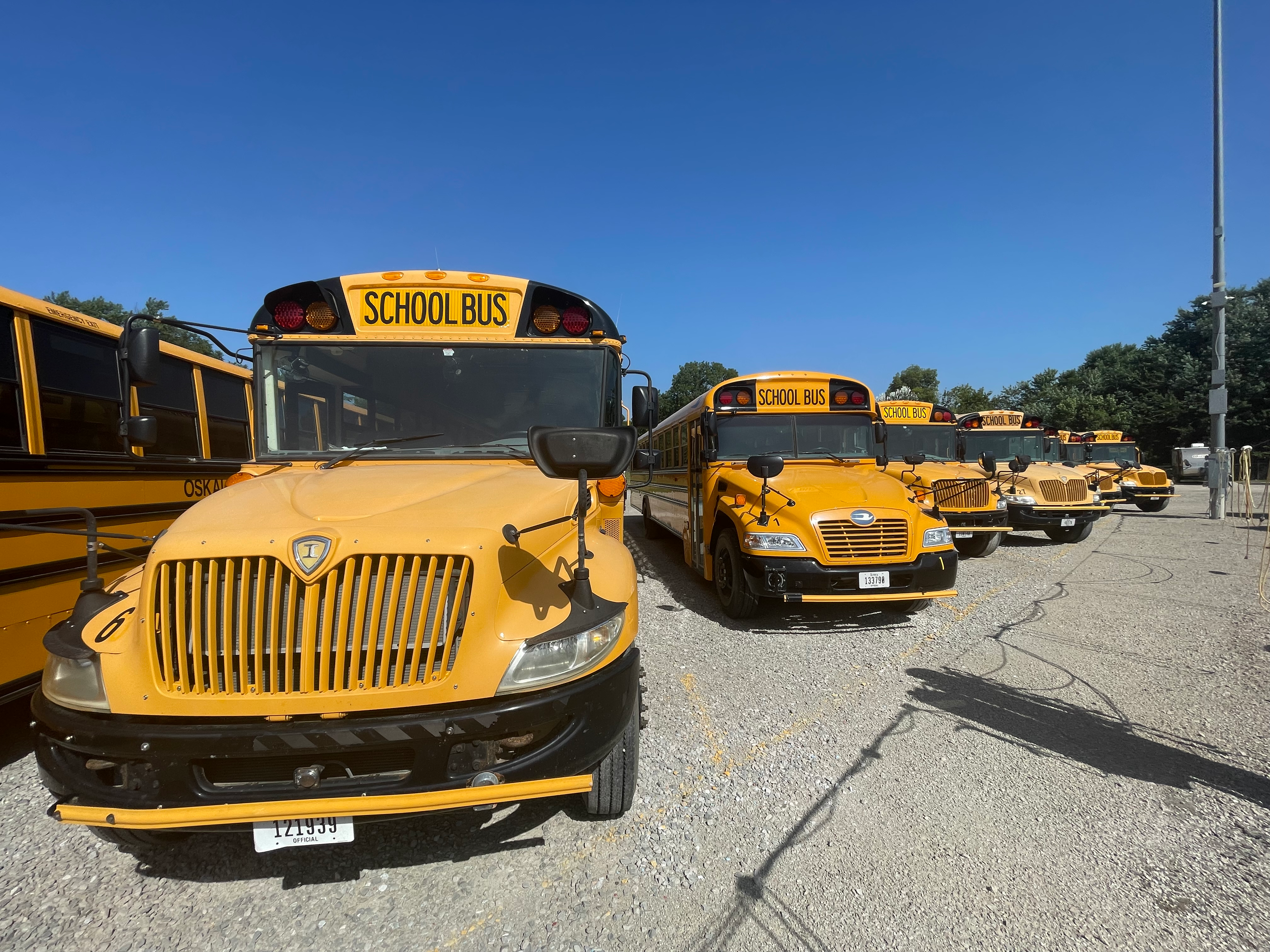 Oskaloosa school buses parked