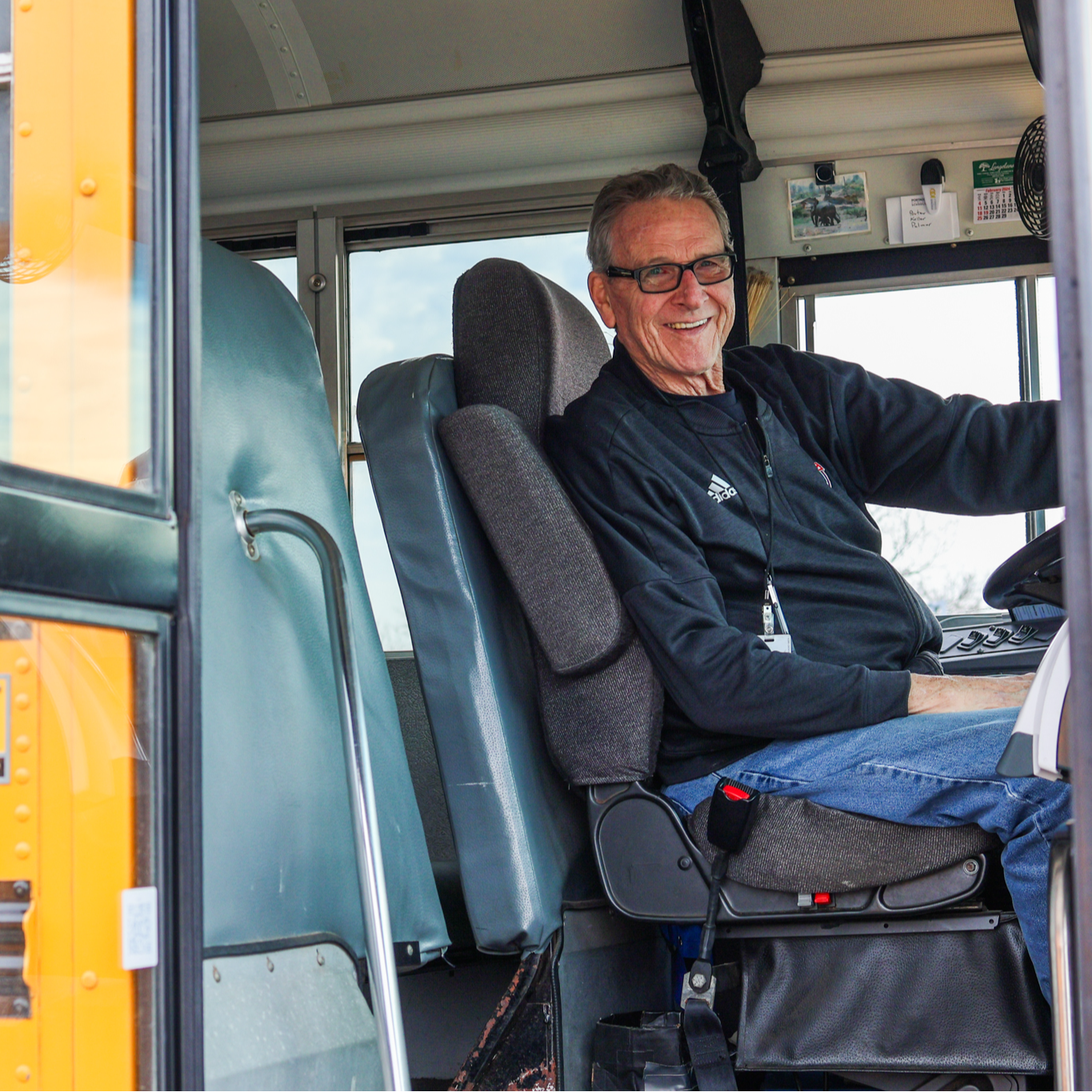 a bus driver in a school bus